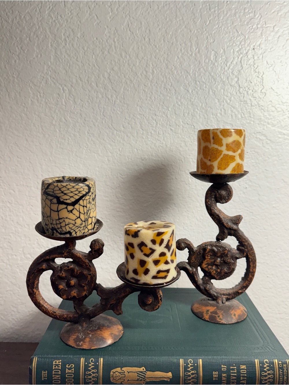 Vintage Cast Iron Candle Holders Pair